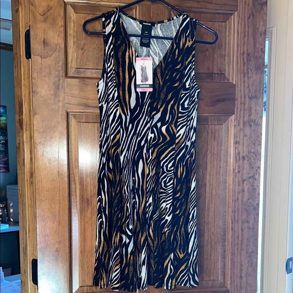Premise Sleeveless Zebra Print Dress Size Small